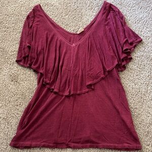 Wild Pearl Burgundy Ruffled Blouse
